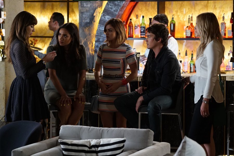 PRETTY LITTLE LIARS - "New Guys, New Lies" - As the Liars’ love lives start to get messy, Hanna decides to come clean in “New Guys, New Lies,” an all-new episode of ABC Family’s hit original series “Pretty Little Liars,” airing Tuesday, February 2nd (8:00 – 9:00 PM ET/PT). ABC Family is becoming Freeform on January 12, 2016. (Freeform/Eric McCandless) TROIAN BELLISARIO, SHAY MITCHELL, LUCY HALE, TYLER BLACKBURN, ASHLEY BENSON