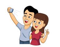 husband wife taking selfie picture clipart